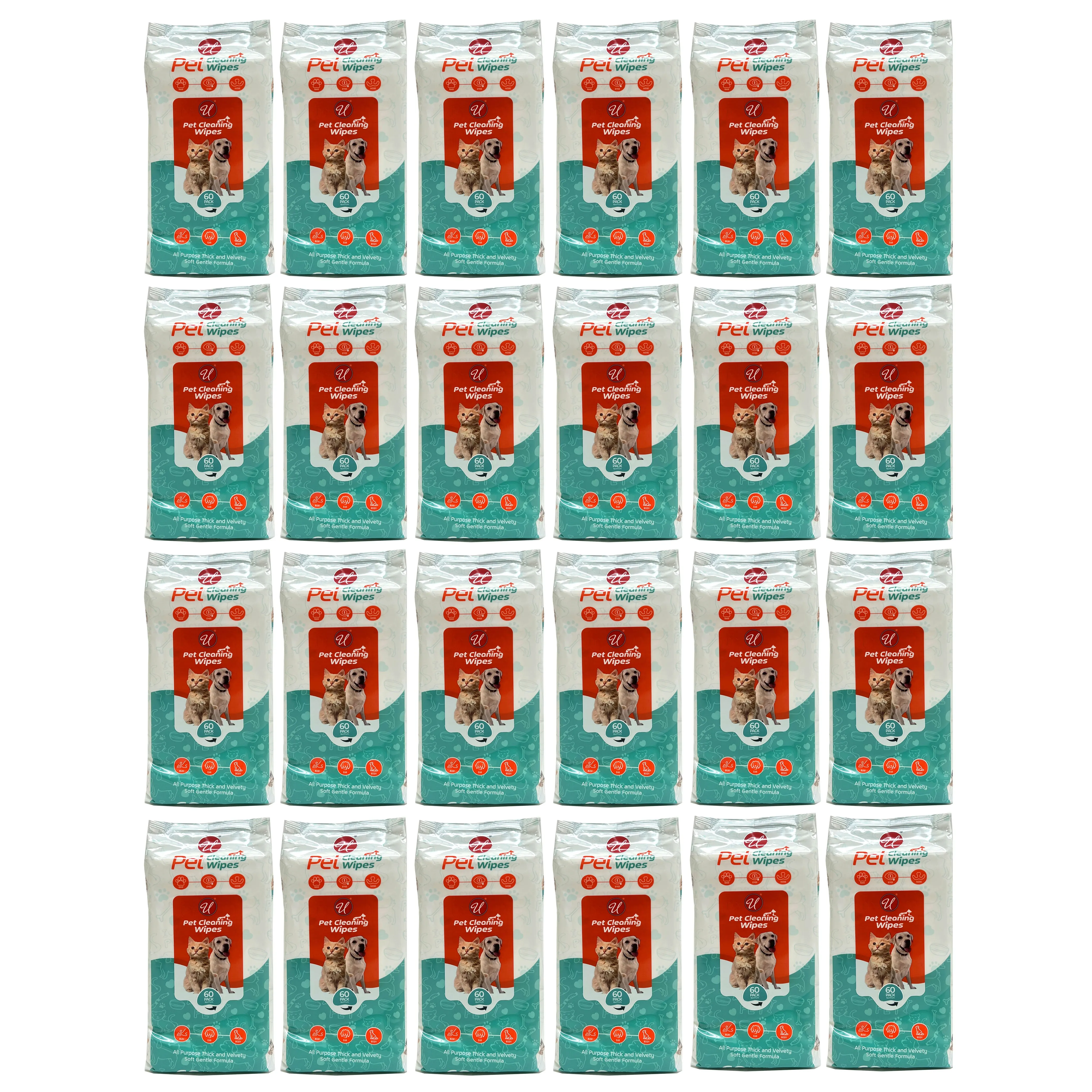 24 Pk Bulk Pet Cleaning Wipes Grooming Dog Cat Dry Bath Clean Ears Paws 1440ct