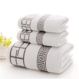 3PCS/Set Luxury 100% Cotton Soft Absorbent Towels 2 Bath Towel  1 Face Towel Sets 3 Colors Available