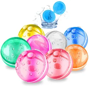 8 Pcs Reusable Water Balloons, Quick Refillable Water Balloon for Kids & Adults, Self Sealing Magnetic Water Balls, Silicone Water Toys for Summer Outdoor Pool Beach