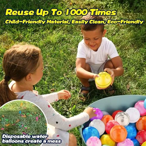 8 Pcs Reusable Water Balloons, Quick Refillable Water Balloon for Kids & Adults, Self Sealing Magnetic Water Balls, Silicone Water Toys for Summer Outdoor Pool Beach