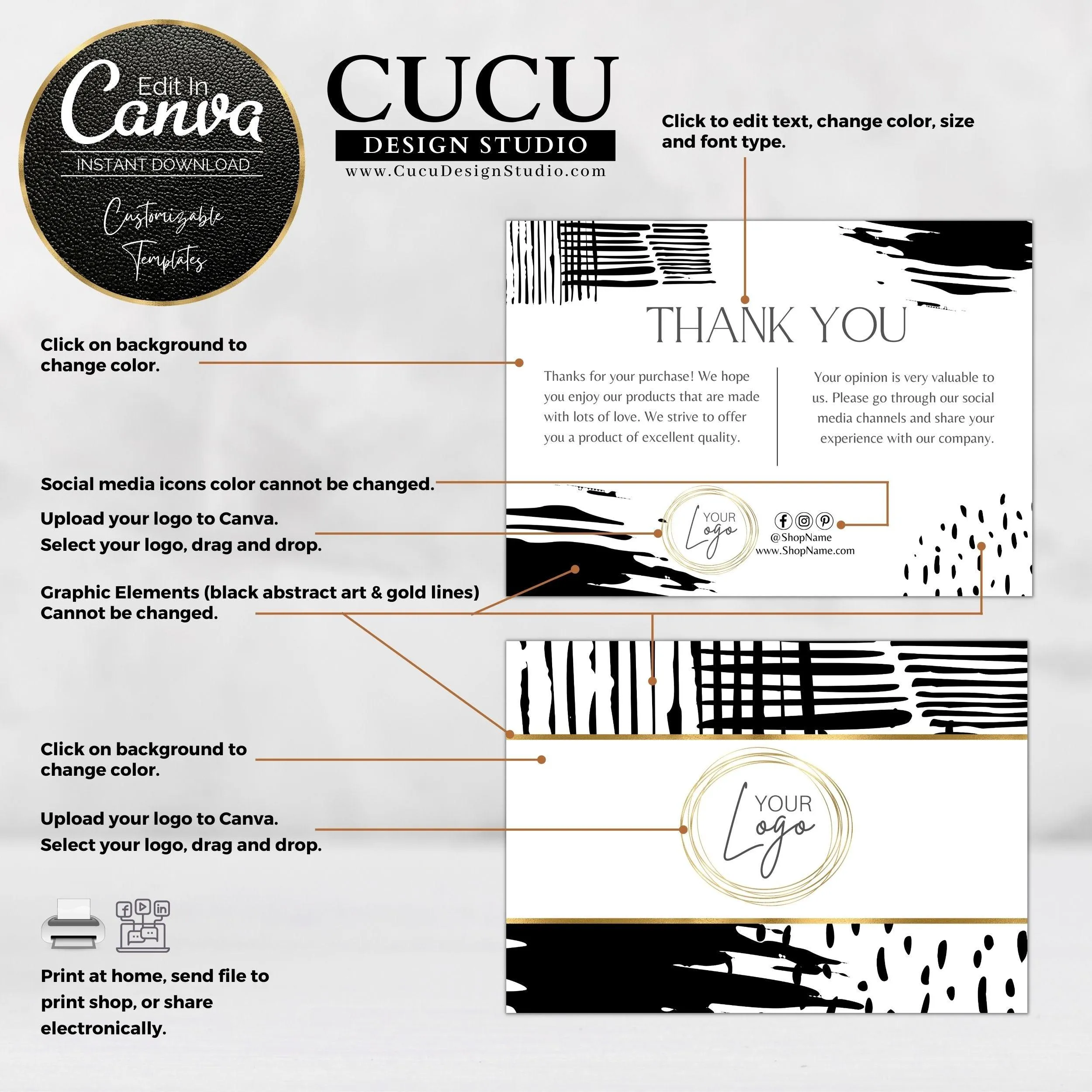 Abstract Thank You For Your Purchase Card Template