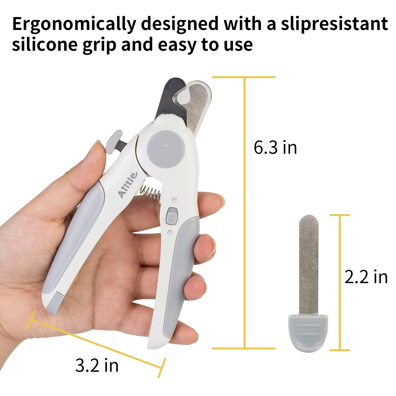 Aiitle Dog & Cat Pets Nail Clippers with LED Lights Yellow