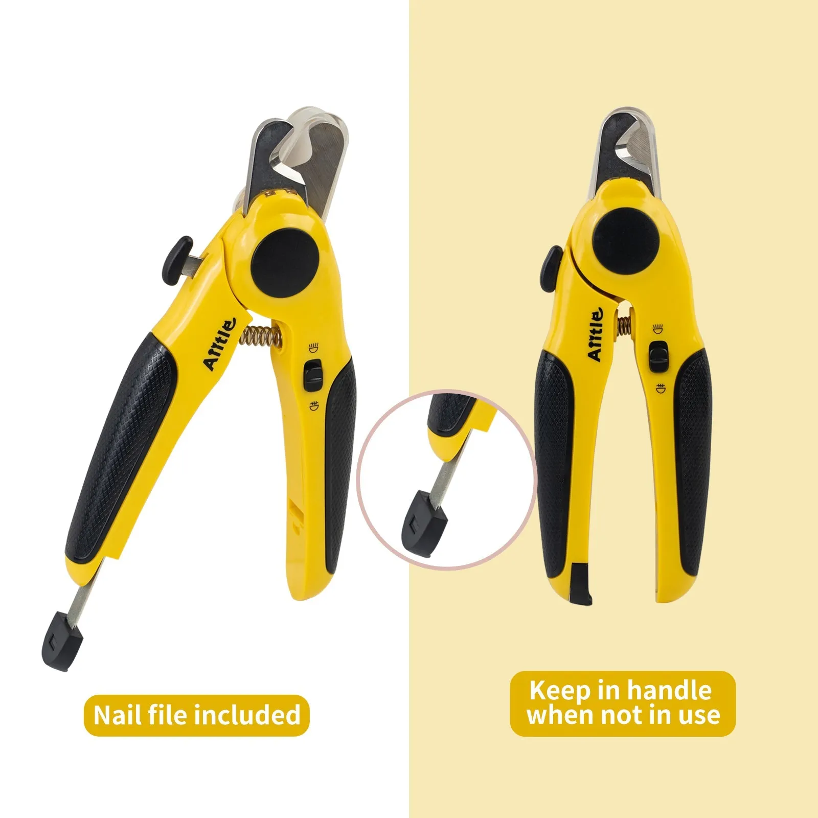 Aiitle Dog & Cat Pets Nail Clippers with LED Lights Yellow