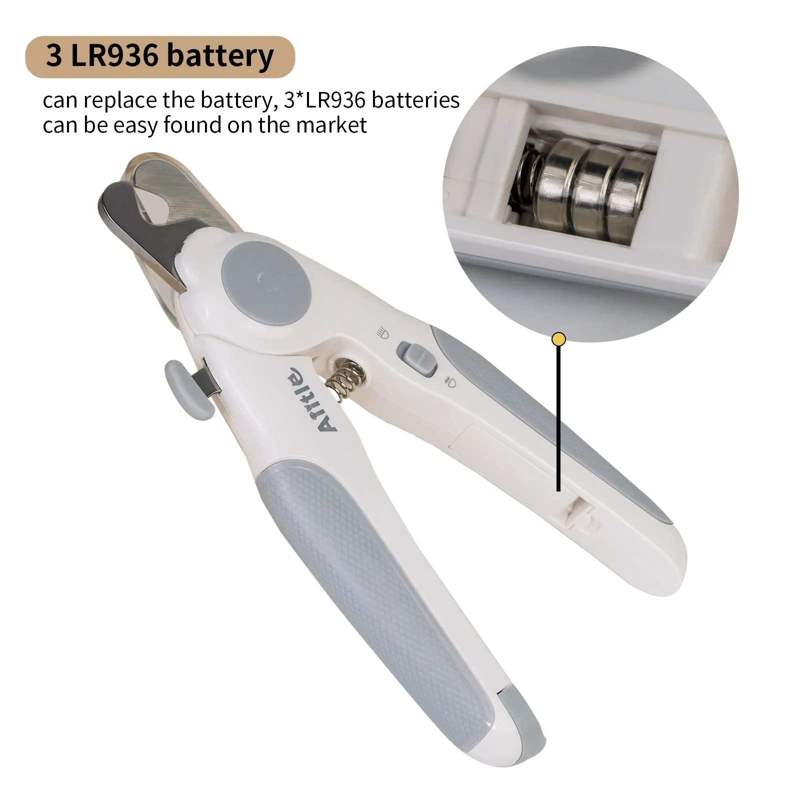 Aiitle Dog & Cat Pets Nail Clippers with LED Lights Yellow
