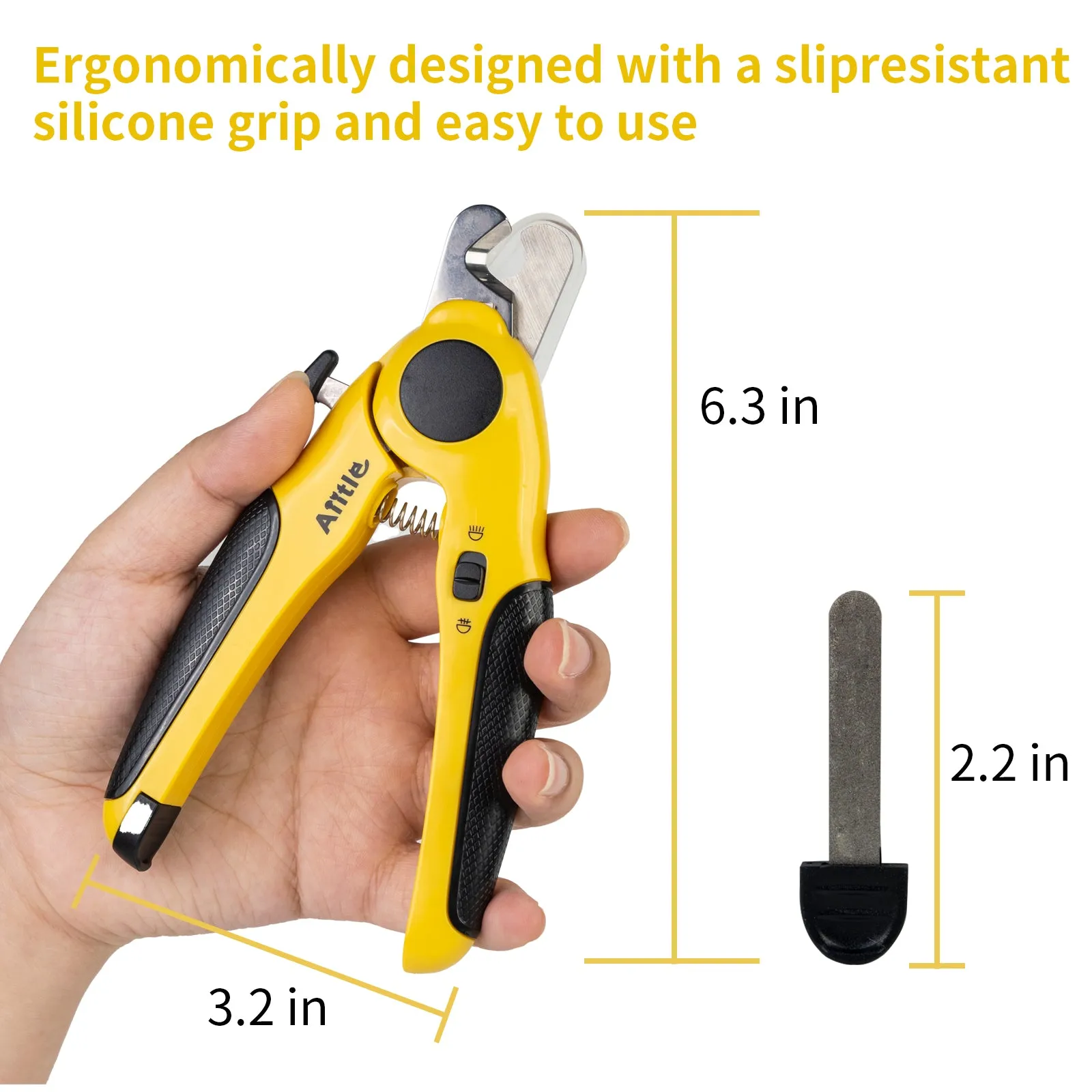 Aiitle Dog & Cat Pets Nail Clippers with LED Lights Yellow