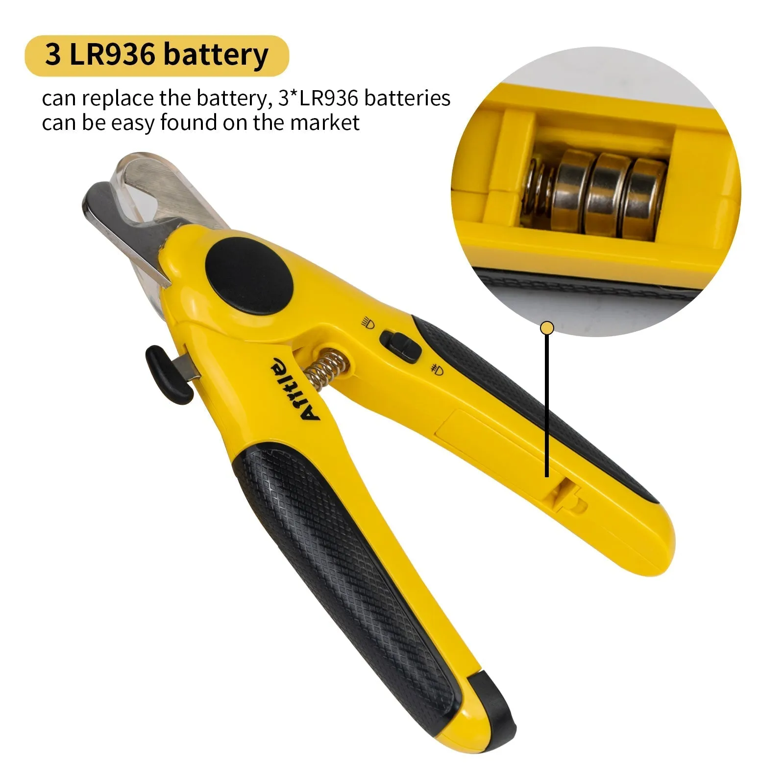 Aiitle Dog & Cat Pets Nail Clippers with LED Lights Yellow