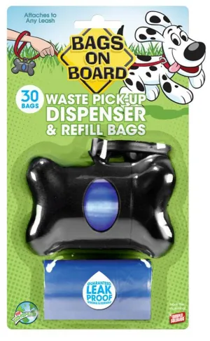 Bags on Board Bone Waste Pick-up Bag Dispenser with Dookie Dock Black 2 Rolls Of 15 Bags
