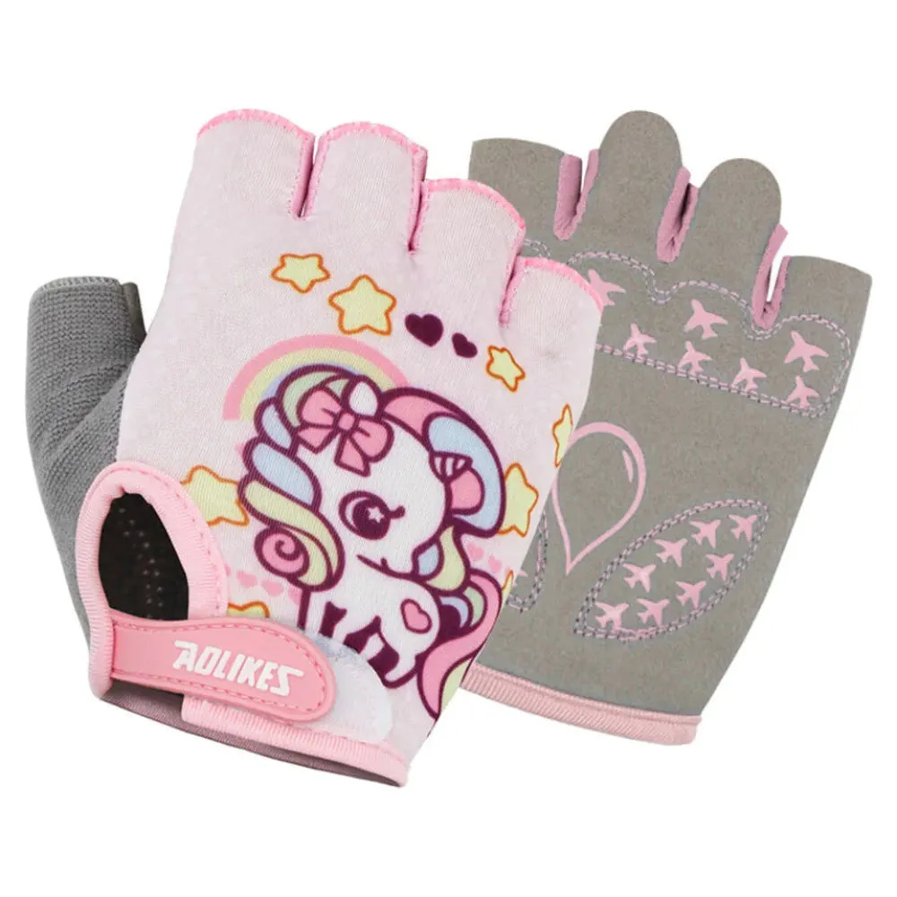 Breathable Half Finger Cycling Gloves For Kids Anti Slip Thin & Comfortable Spring / Summer Bike Riding Gear