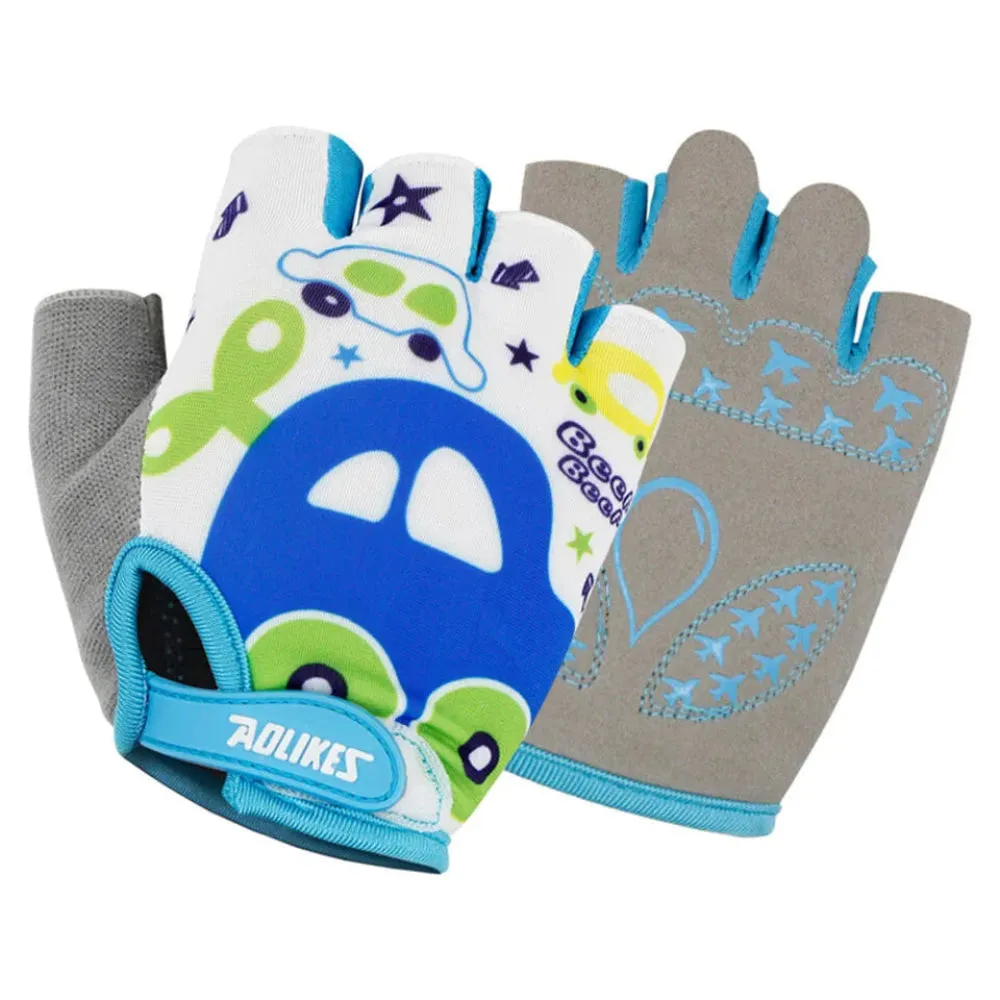 Breathable Half Finger Cycling Gloves For Kids Anti Slip Thin & Comfortable Spring / Summer Bike Riding Gear