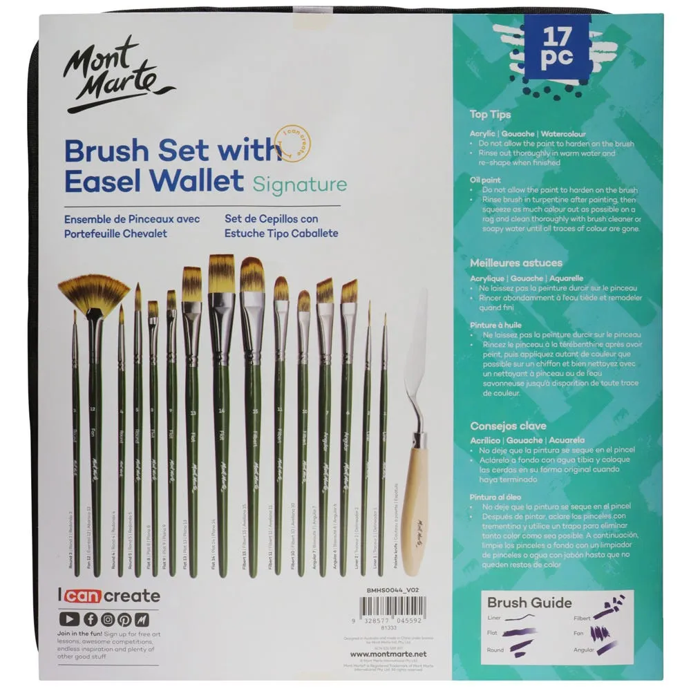 Brush Set with Easel Wallet Signature 17pc