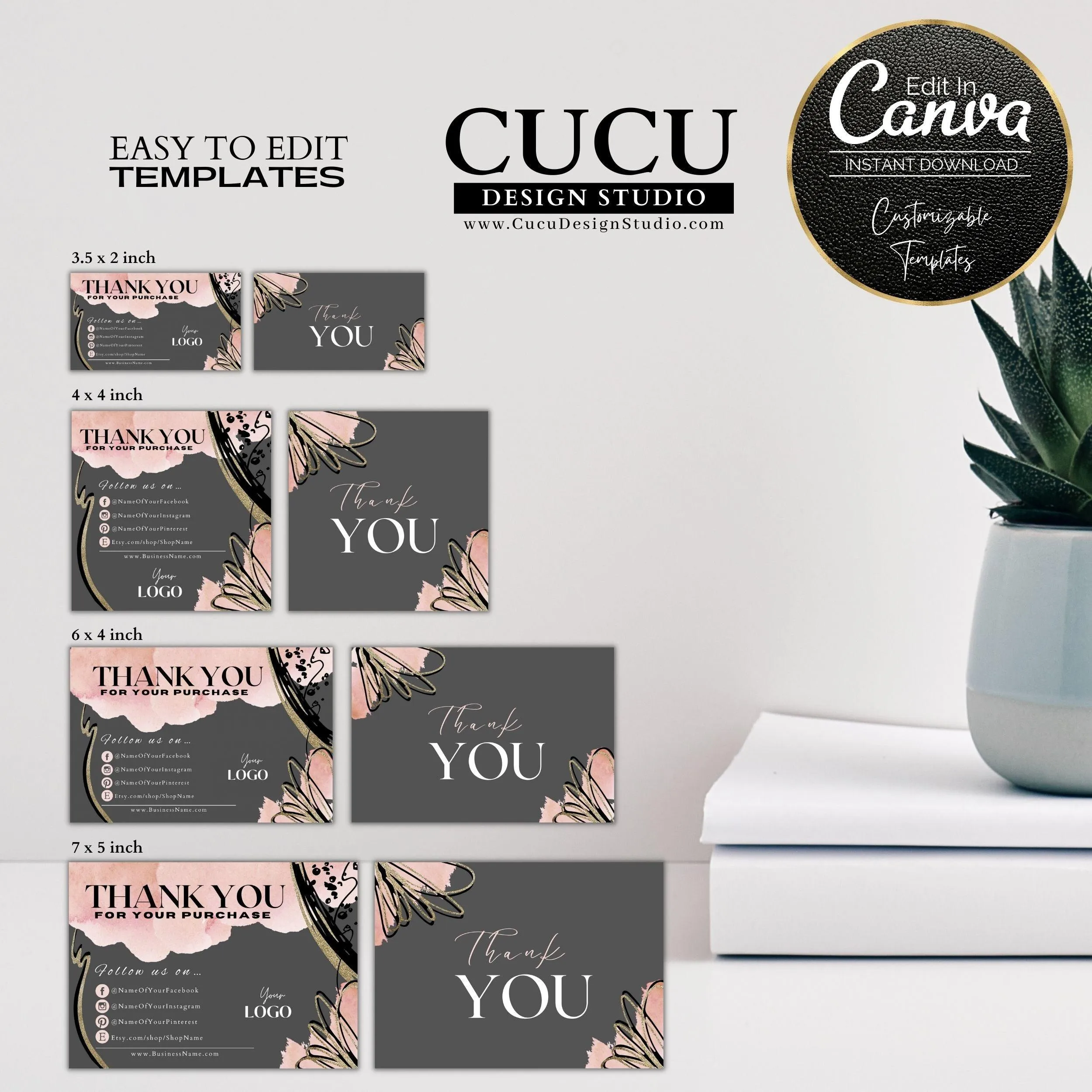 Bundle Pack Abstract Printable Thank You For Your Purchase Template