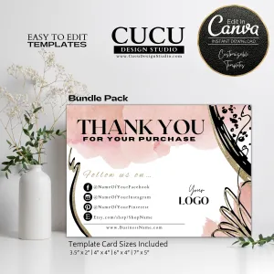 Bundle Pack Abstract Printable Thank You For Your Purchase Template