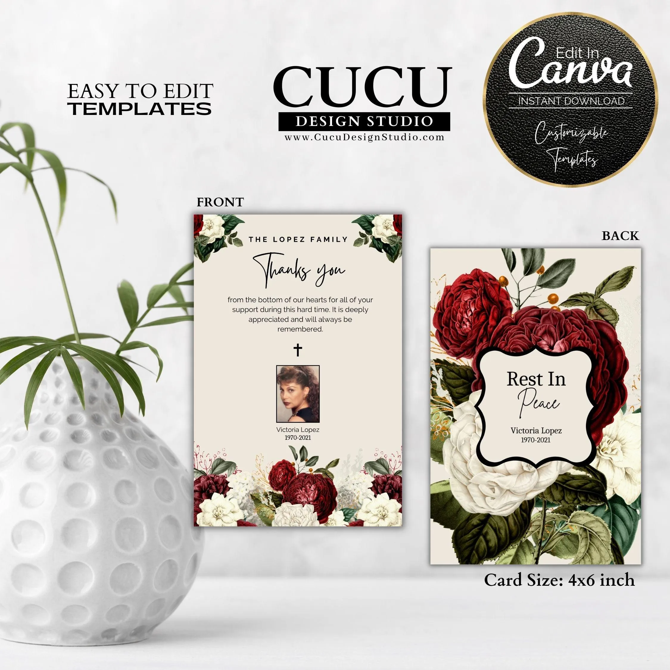 Canva Funeral Thank You Card Template