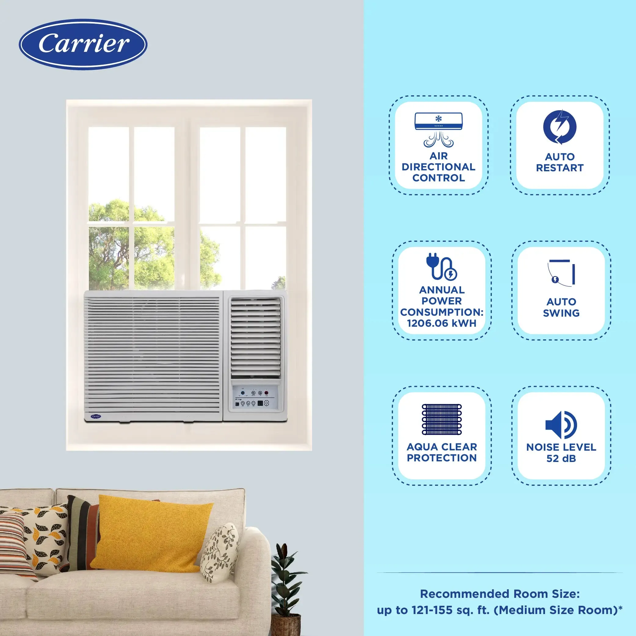Carrier Estrella EX 12K 3 Star Window AC  ( 1 TON ) CAW12EC3R34F0