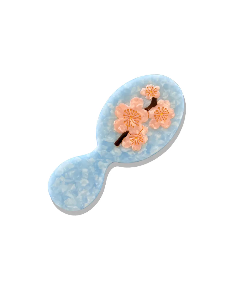 Hand-painted Compact Cherry Blossom Stem 2-1 Perfect Daily Brush | Eco-Friendly