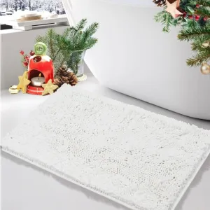 New White Chenille Bath Mat 32"x20" Quick Dry