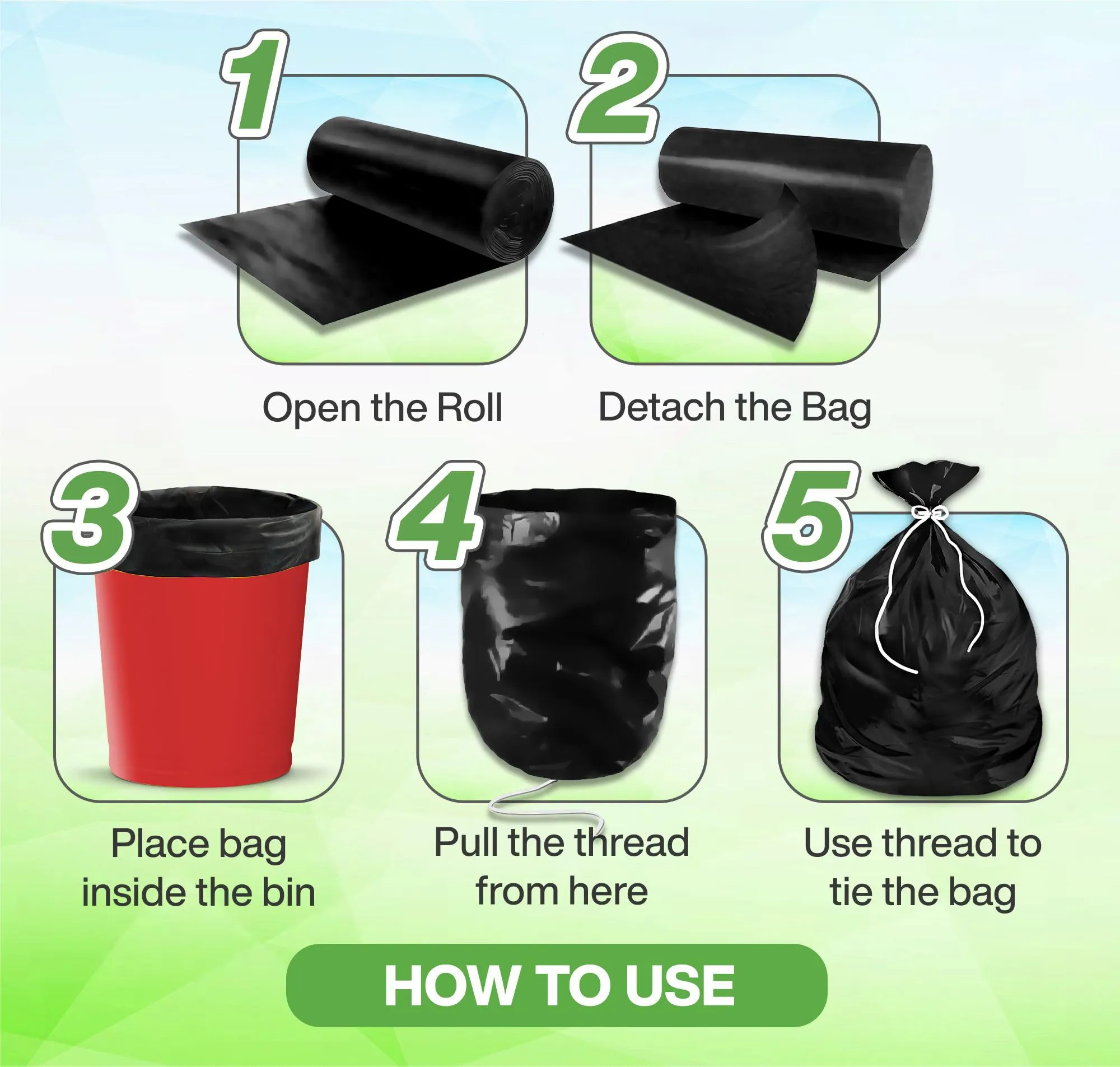 Newtone Premium Garbage Bags Size 24 X 32 Inches (Large) 60 Bags (4 rolls) Dustbin Bag/Trash Bag - Black Color