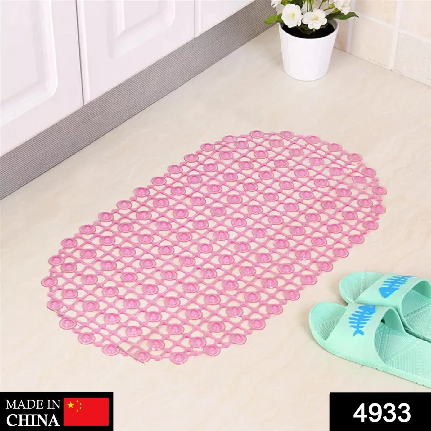 Nonslip Soft Rubber Bath Mat for Bathtub and Shower, Anti Slip Bacterial Anti Bacterial Machine Washable PVC Bath Mat