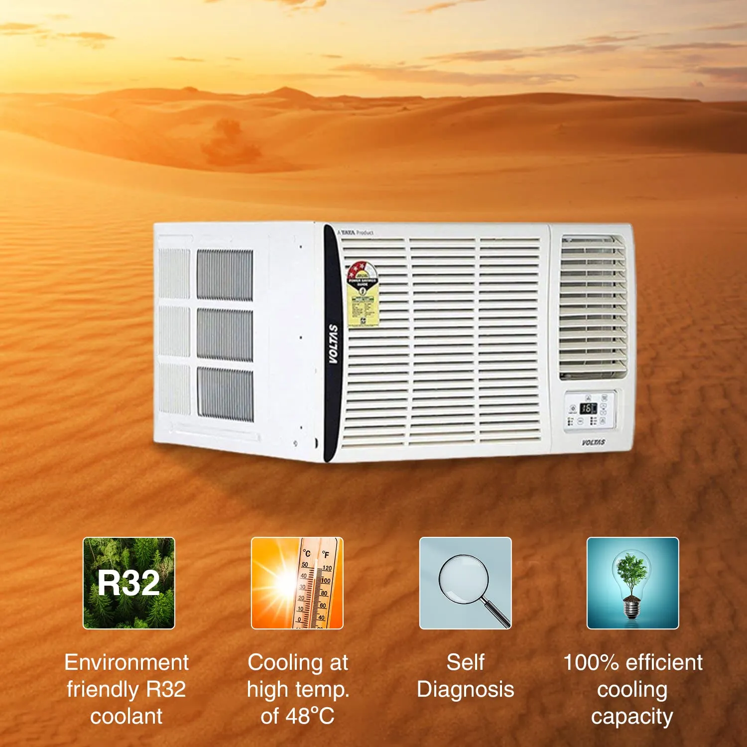Voltas 183 Vectra Elite 1.5 Ton 3 Star, Fixed Speed Window AC (Copper, Turbo Mode, White)