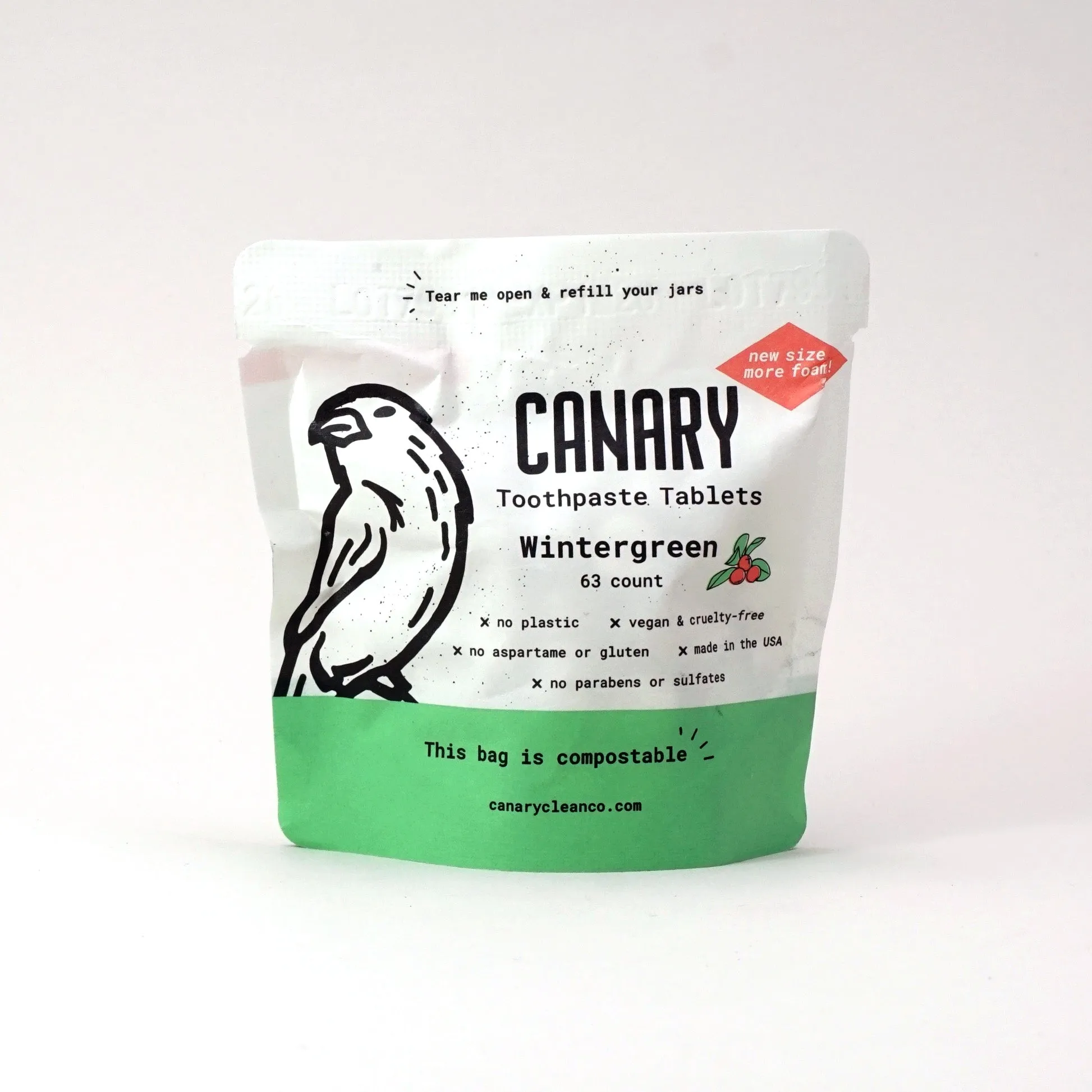 Wintergreen Toothpaste Tablets - NEW & IMPROVED by Canary